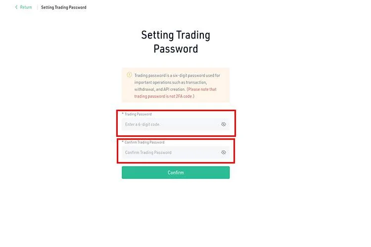 آموزش پلتفرم تبادل کوکوین Trading Password