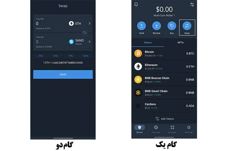 راهنمای تبدیل ارز در تراست والت آموزش تبدیل ارز در تراست والت با Swap