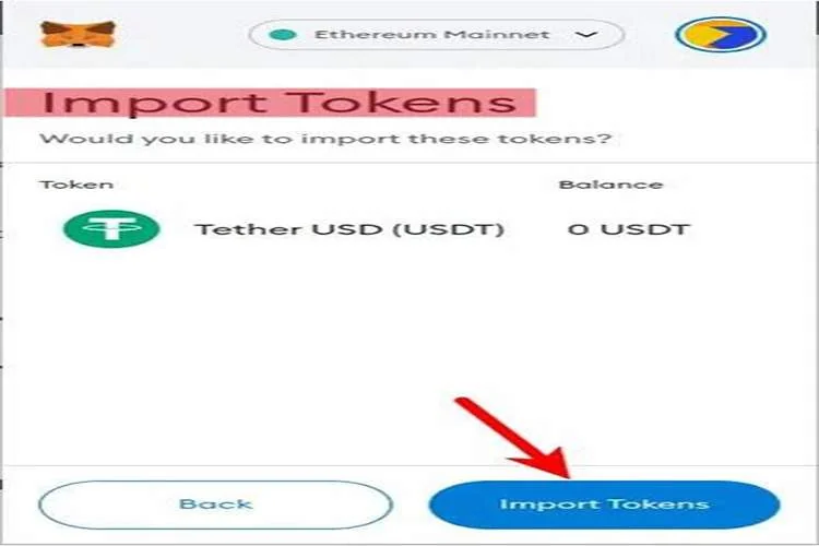 چگونه تتر را به متامسک اضافه و انتقال دهیم اضافه کردن تتر به کیف پول متامسک2