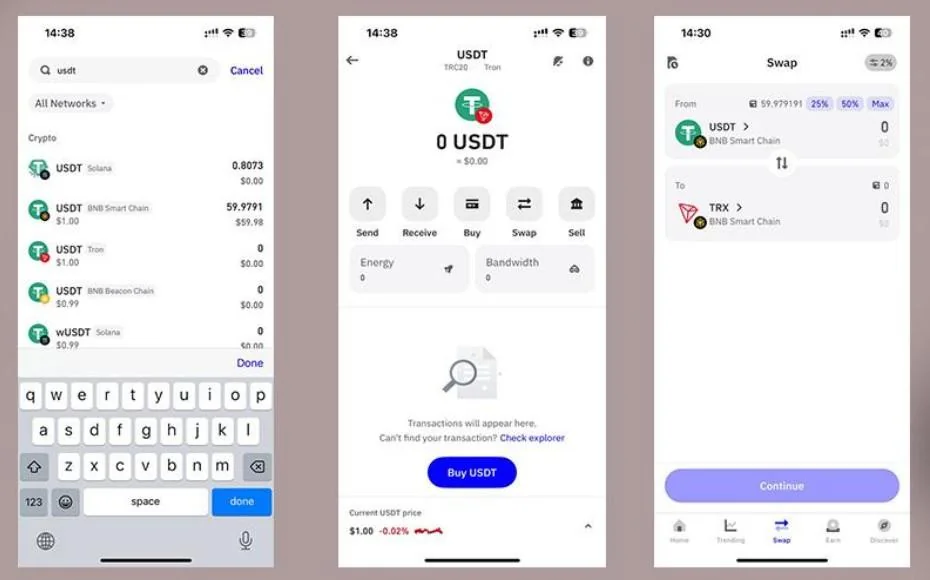آموزش خرید ترون در تراست والت تبدیل تتر به ترون در تراست ولت
